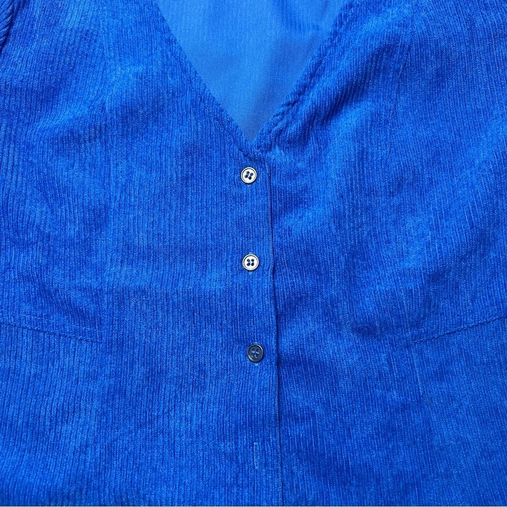 Day+Moon Sweetheart Blue Corduroy Button up Mini  Dress Size Medium - Picture 6 of 15